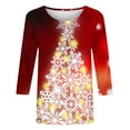 thumbnail image 4 of Luxalzxs Christmas Shirts for Women 3/4 Length Sleeve Womens Tops Casual Plus Size Xmas Print Shirt Holiday Christmas Tops, 4 of 5