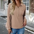 thumbnail image 3 of Blusas elegantes para mujer camisetas de punto a la moda camisetas básicas de Color sólido, 3 of 7