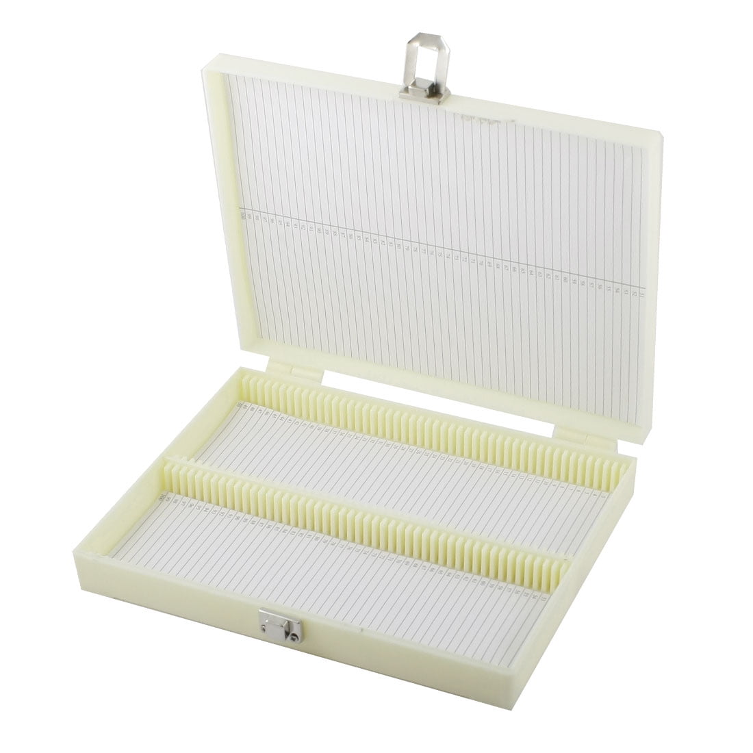 20cm x 16cm Beige Plastic Rectangular 100 Slides Microscope Box