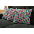 thumbnail image 5 of Ambesonne Colorful Throw Pillow Cover 4 Pack, Lively and Geometrical, 24", Multicolor, 5 of 5