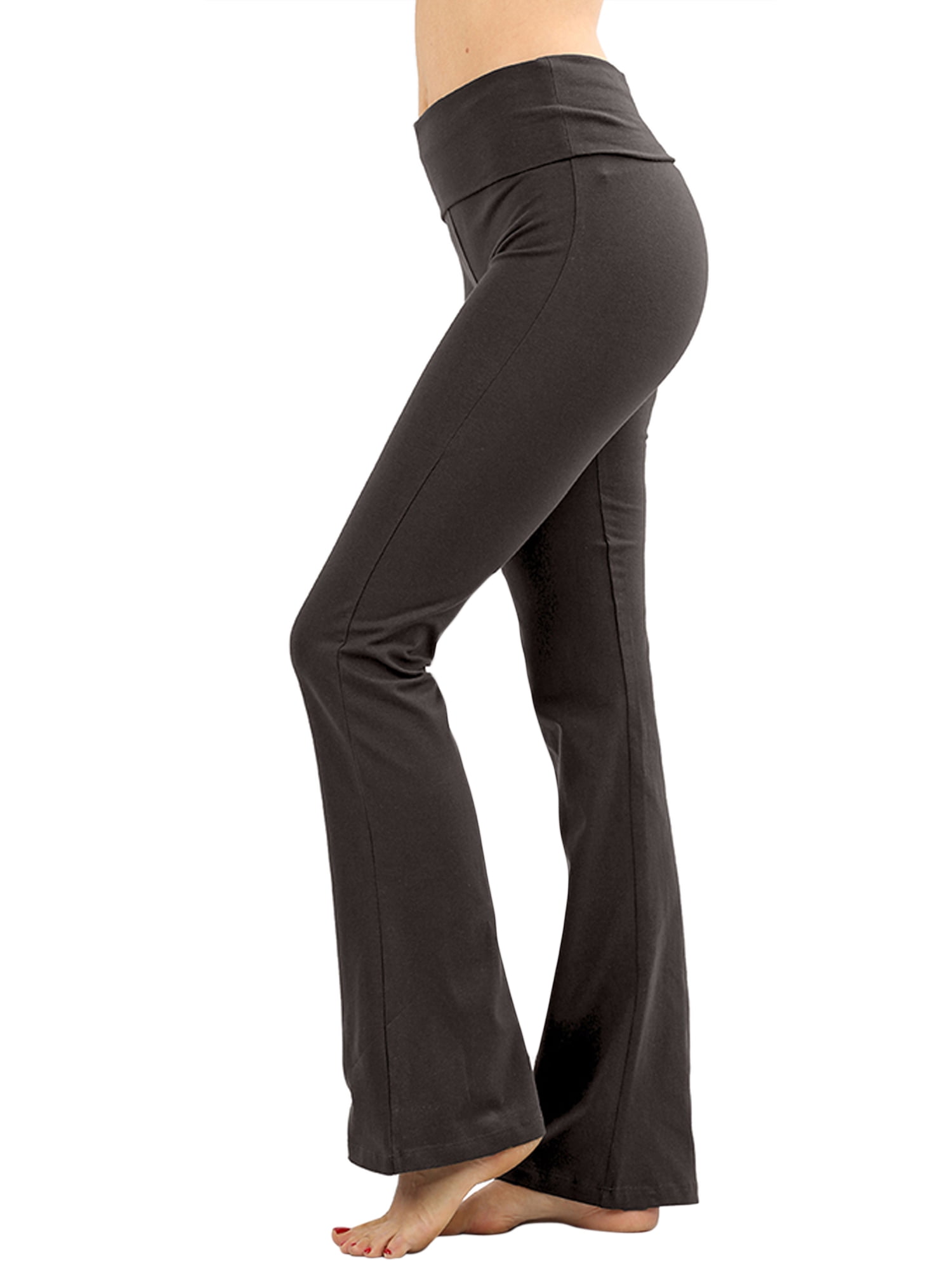 TheLovely Womens & Plus Stretch Cotton Fold-Over High Waist Bootcut ...
