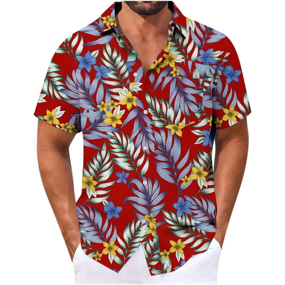 DIOAZUD Big and Tall Hawaiian Shirts for Men Short Sleeve Button up Shirt Men Lightweight Loose Fit T-Shirts for Summer Vacation