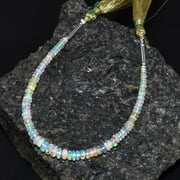 QNAVIC Natural Ethiopian Opal Gemstone Beads Loose Strand Chakra Healing Crystals October Birthstone DIY Mala Jewelry Making Handcraft Wholesale Lot 5.5inch Strand