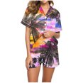 thumbnail image 2 of Qiopertar Liquidation à Moins de 5$ Blouse Décontractée Imprimée Col Rabattu Manches Courtes Mode Short Ensemble Pyjama Grandes Économies de Vacances!, 2 of 4