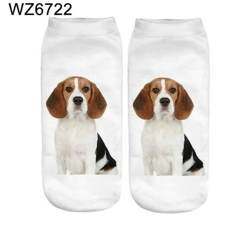 

NLAGER Socks Cute Men Women 3D Dog Print Soft Breathable Stretch Low Cut Short Ankle Socks