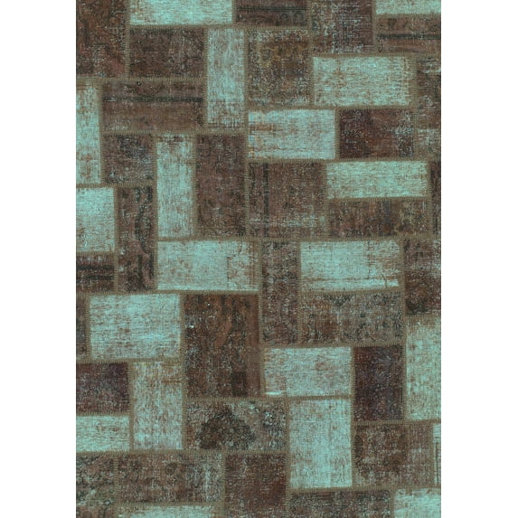 Ahgly Company Indoor Rectangle Abstract Turquoise Blue Modern Area Rugs, 3' x 5'
