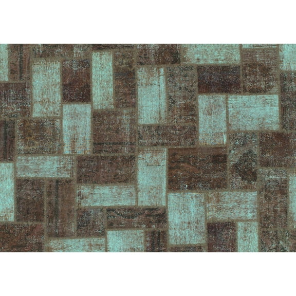 Ahgly Company Machine Washable Indoor Rectangle Abstract Turquoise Blue Modern Area Rugs, 5' x 7'