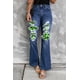 thumbnail image 3 of ABPHQTO Blue St Patrick Clover Patchwork High Rise Flare Jeans de mujer, 3 of 5
