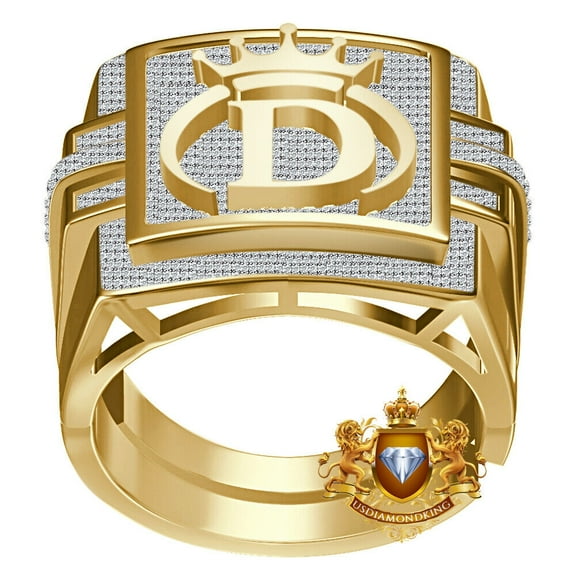 Real Genuine 1.25 Ct. MOISSANITE Diamond Initial Letter Alphabet Crown Face Ring D