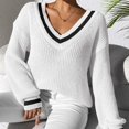 thumbnail image 6 of AherBiu Oversized Sweaters for Women Long Sleeve V Neck Knitwear Pullover Tops Fall Casual Loose Sweater, 6 of 6
