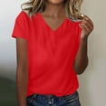 thumbnail image 2 of Besolor Summer Short Sleeve Shirts for Women Casual V Neck Solid Color Basic Tees Ladies Going out Tops, 2 of 4