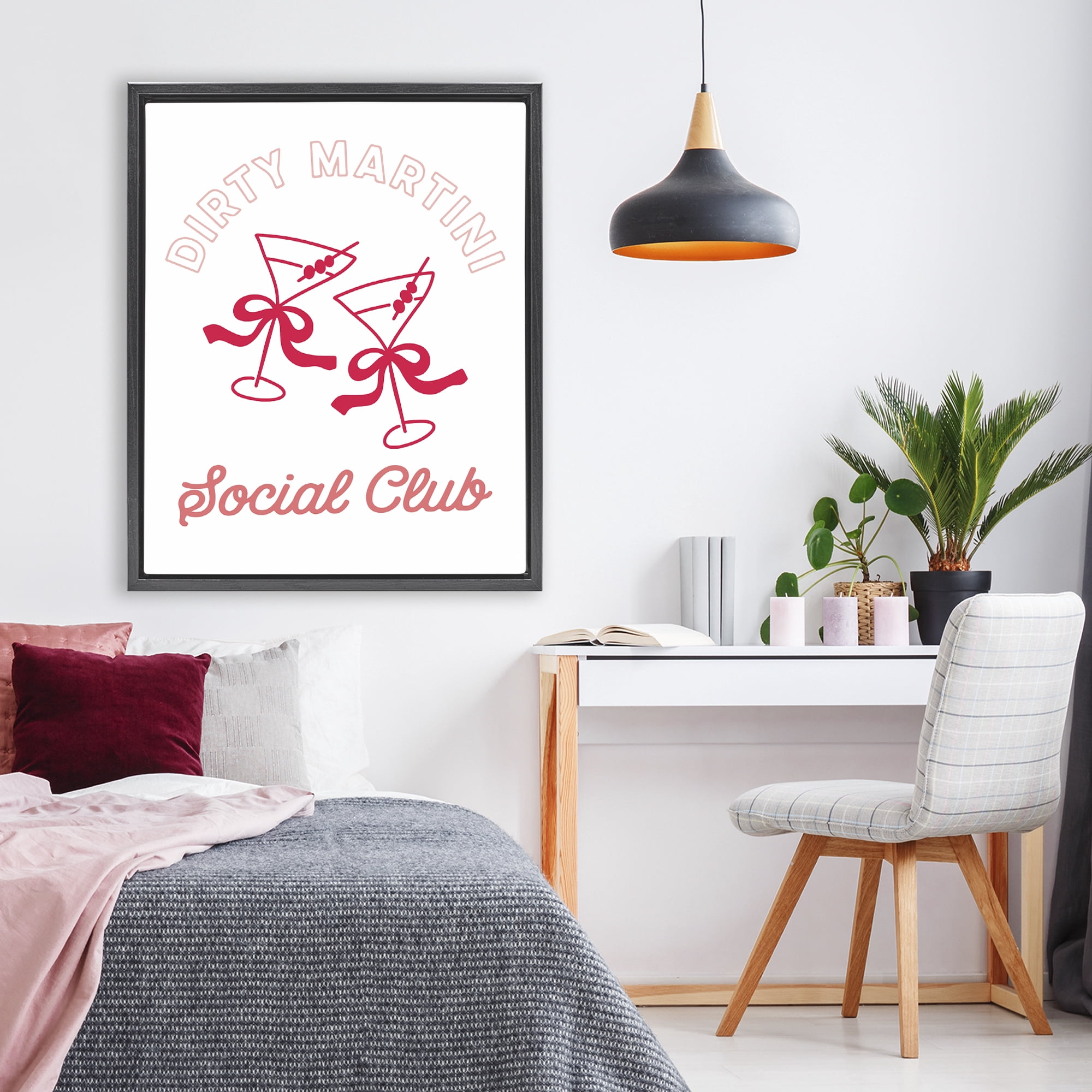 Stupell Industries Pink Martini Social Club Black Framed Floater Canvas Wall Art, design by Lettered and Lined