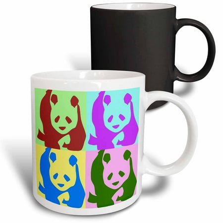 

3dRose Colorful Pandas - Fun Animal Art Magic Transforming Mug 11oz