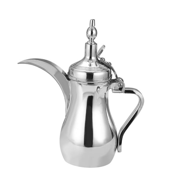 Cafetera árabe de Acero Inoxidable con Diseño Ergonómico, Jarra de Café de Alta Capacidad para Celebraciones Y Trabajo Plata