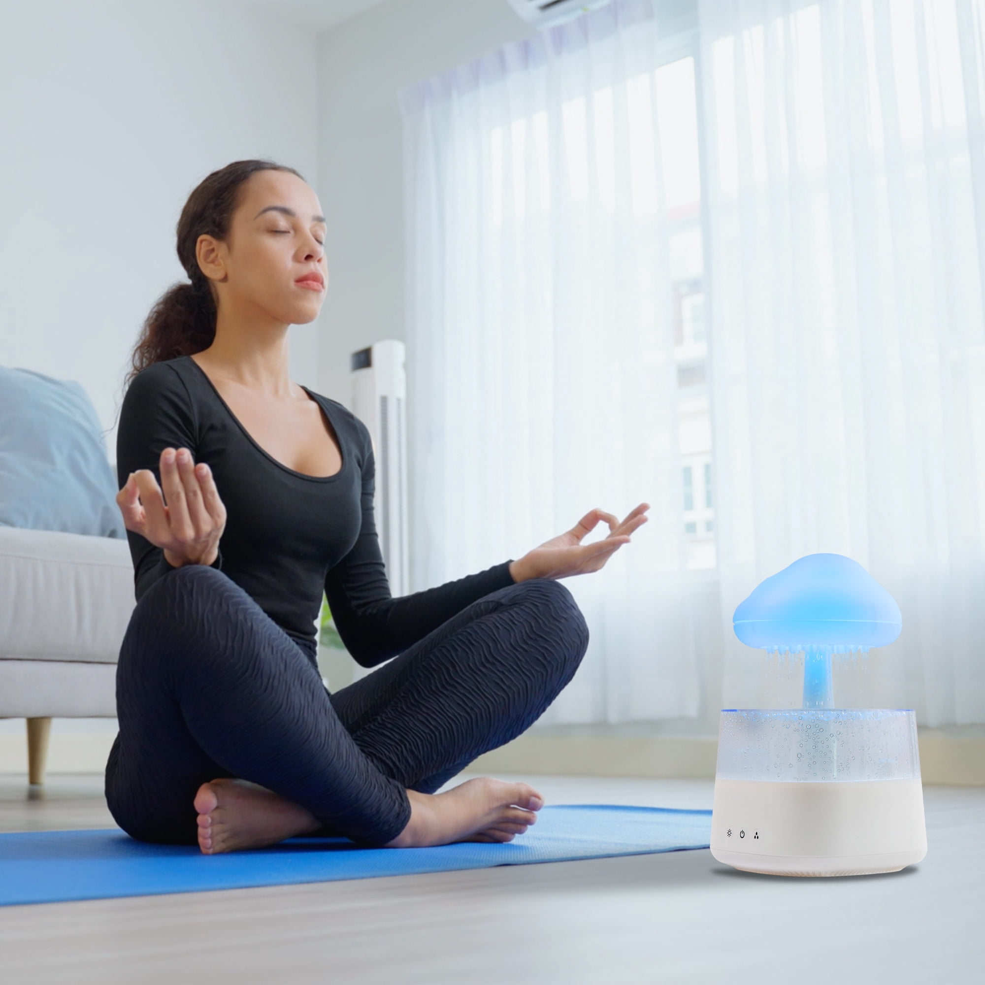 BrightSide Rain Cloud Mood Lamp with Mist - USB Powered and Color Changing Lights, 5.63" Height