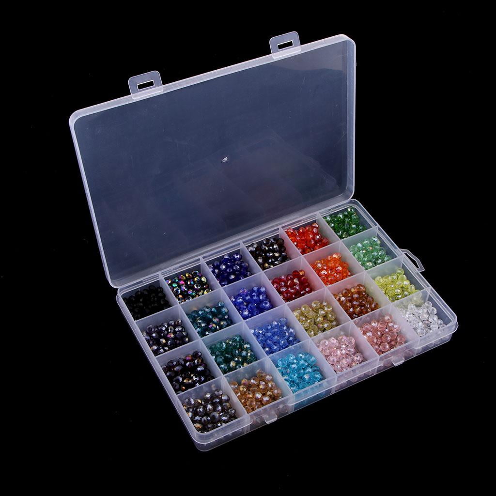 1200x Crystal Beads Faceted Glass Beads Bulk - 6mm Mixed colorful glass Rondelle Beads Charms Jewelry Making Findings Accessories Including Box Container