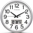 thumbnail image 1 of TIMESS 13" Reloj de Pared Digital con Marco Plateado, Fecha, Día de la Semana y Pantalla de Temperatura, Movimiento Silencioso, 1 of 7