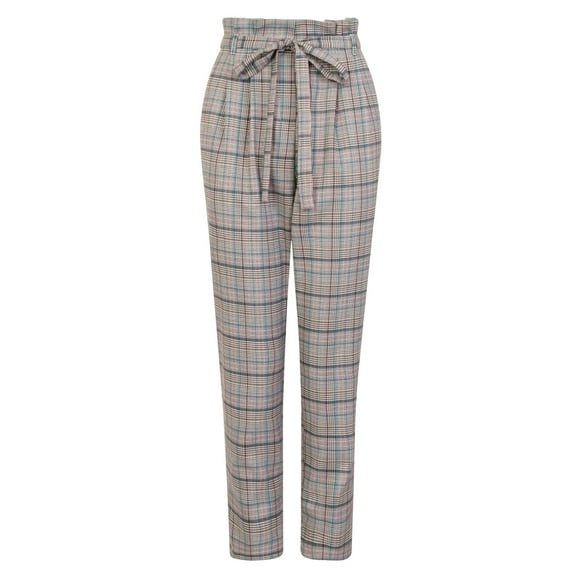 Girls On Film Womens Avenue Check Paperbag Trousers