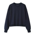 thumbnail image 3 of Women's Crop Tops Fashion Crewneck Sweatshirt Casual Solid Long Sleeve Sports Short Sweatshirts Sports Shirts Pullover Top, 3 of 9