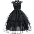 thumbnail image 6 of BanKids Wednesday Girls Costume Dress Addams Family Cosplay Girls Party Dress With Belt Sock Gloves 7-8Years(W001), 6 of 7