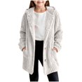 thumbnail image 5 of Girls Oversized Cardigan Sweaters Lightweight Fuzzy Fleece Button up Jacket with Hood Trendy Casual Winter Coat New Girls Jackets Fall Fashion White 11 Years, 5 of 6