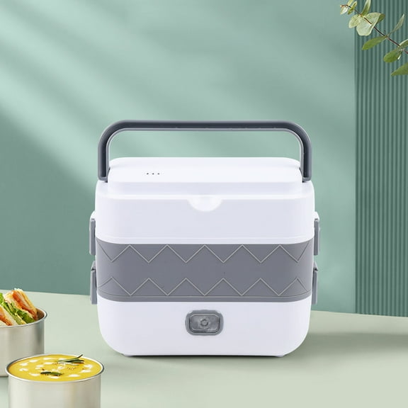 2Layer Portable Electric Heated Lunch Box Mini Microwave Oven Lunch Container