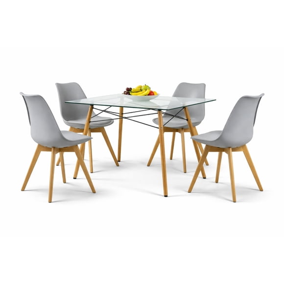 Set de 4 Sillas y Comedor Mundo In Sillas JM-1618 Frankfurt Gris y Comedor Rectangular