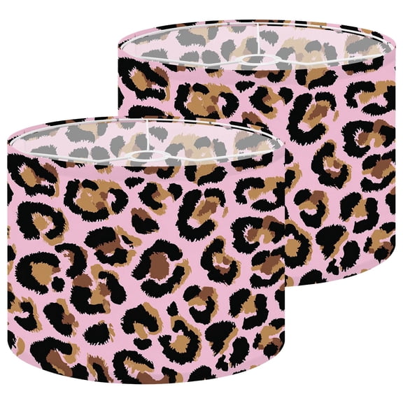 Lampshades 2 Pack Leopard Print Pink 13"x13"x10" Light Shade for Table Lamps Floor Lamp Shades Lampshade Replacement Easy Assembly Trendy Decor for Living Room Bedroom