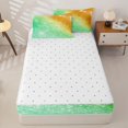 thumbnail image 4 of jejeloiu Green Orange Sparkle Print Zipper Twin Comforter Sets with Fitted Sheet and 2 Pillowcases Kids,Colorful Gradient Pattern Zipper Bedding Set For Girls,Reversible,4-Piece, 4 of 7