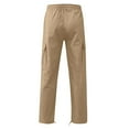 thumbnail image 3 of Men's Casual Work Pants with Adjustable Drawstring Waist, Multi-Pocket Design & Straight-Leg Fit for Hiking, Training, and Everyday Use (Lightweight & Breathable),Khaki 2XL, 3 of 4