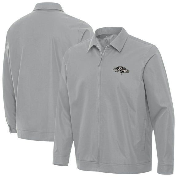 Men's Antigua Gray Baltimore Ravens Pivot Full-Zip Jacket