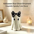 thumbnail image 5 of Cute Ghost Figurine with Black Polka Dot Bow, 5.9 Inch Spooky Tabletop Resin Statue, Halloween Home Decor Ornament for Shelf Desk, 5 of 7