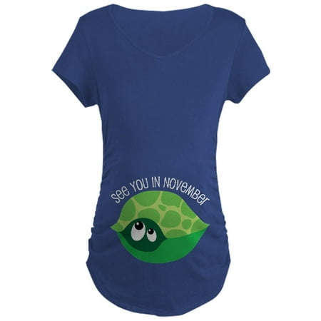 

CafePress - November Due Date Belly Print Turtle Maternity Dar - Maternity Dark T-Shirt