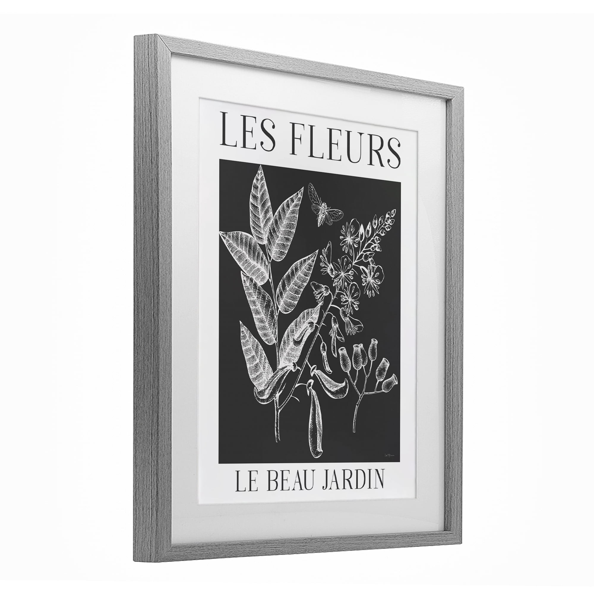 Stupell Industries Les Fleurs Black & White Contour Gray Framed Print Under Glass, design by Lux + Me Designs