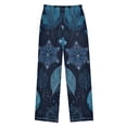 thumbnail image 2 of Kids' Pajama Pants Soft Relaxed Fit Sleep Pants Lounge Pants with Pockets Blue Leaves and Snowflakes Medium, 2 of 9