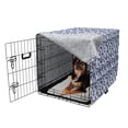 thumbnail image 2 of Navy Blue Dog Crate Cover, Traditional Ikat Pattern Retro Style Composition Damask Inspired, Easy to Use Pet Kennel Cover for Medium Large Dogs, 35" x 23" x 27", Blue White, by Ambesonne, 2 of 6