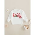 thumbnail image 4 of Kids Toddler Girls Boys Christmas Sweater, 3 6 9 12 18 24 Months 2T 3T 4T Long Sleeve Crew Neck Letters Warm Winter Sweater Clothes, 4 of 9