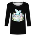 thumbnail image 5 of Xixinqiwan Easter Day Womens Tops,Womens Tops Trend Three Quarter Sleeve Printed Cartoon Easter Bunny Tshirt Top Easter Dress for Women, 5 of 5