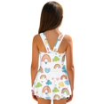 thumbnail image 2 of Tutolipy Cartoon Rainbow Girls One Piece Swimsuit with Skirt, Quick Drying Girls Sleeveless Tank Swimsuits for Kids, Breathable Girls Beach Swimsuit Size 5-6 Years, 2 of 8