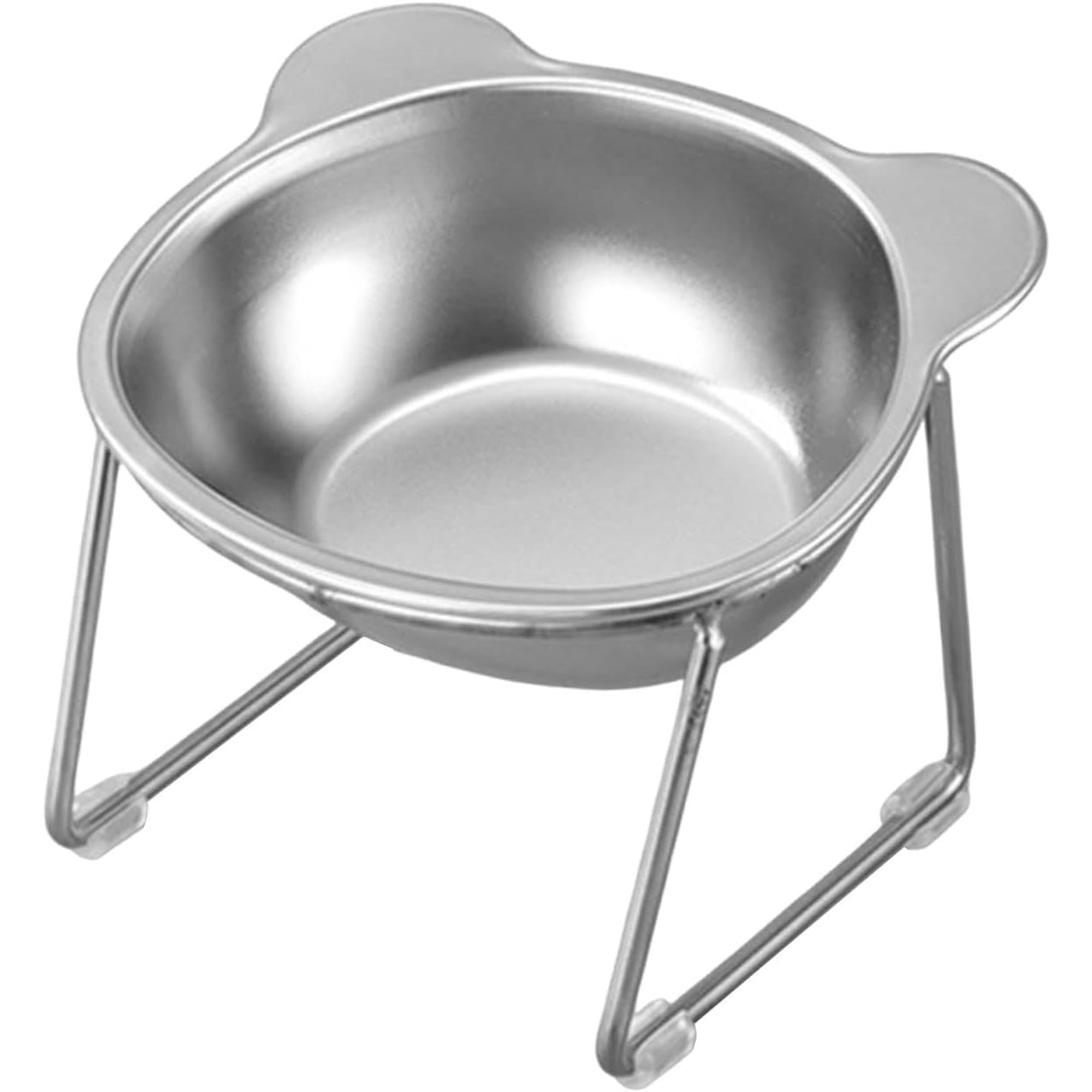 Cat Bowl – Elevated Pet Feeder, Non-Slip Water Dish, Cartoon Single Bowl for Puppy, Living Room, Home, Travel, Stainless Steel, Stable Base