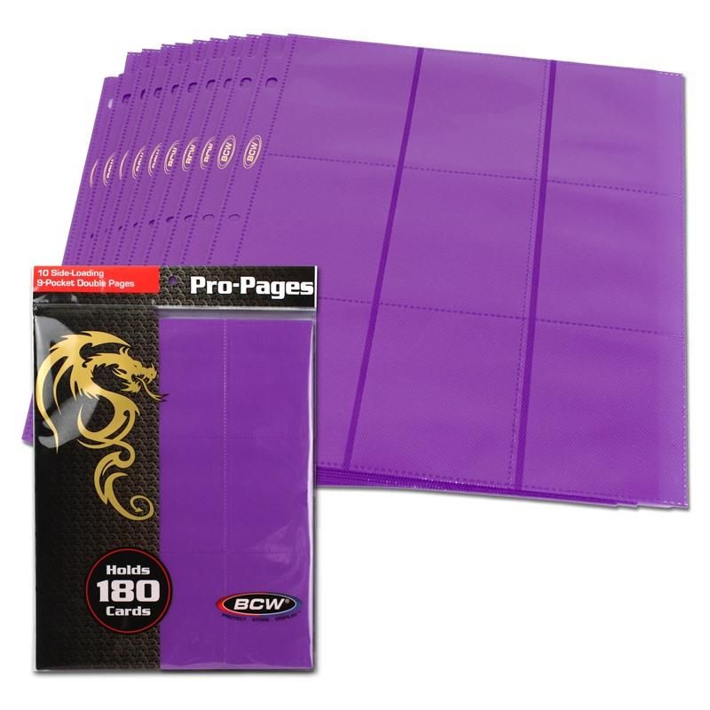 10 BCW GAMING SIDE LOADING 18POCKET PRO BINDER PAGES MTG PURPLE