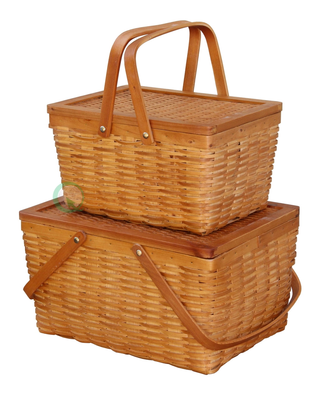 Rectangle Handwoven Chipwood Basket Set of 2
