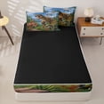 thumbnail image 4 of Homewish Wild Dino Zipper Full Size Comforter Sets with Fitted Sheet and 2 Pillowcases,Jungle Wildlife Zipper Bedding Set,Blue Green,Black Reversible,4pcs, 4 of 8