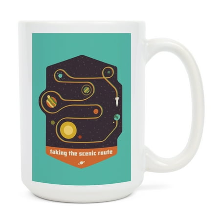 

15 fl oz Ceramic Mug Space Is The Place Collection Solar System Taking The Scenic Route Contour Dishwasher & Microwave Safe