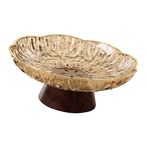 Cuenco decorativo con pedestal, cesta para frutas, organizador de contenedores, pedestal extraíble, soporte para alimentos y verduras, bandeja de Oro