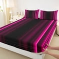 thumbnail image 5 of meiyoeat Modern Pink Striped Full Size Sheets, Luxury Dark Gradient Bed Sheets for Boys, Pink, 4pcs, 1 Flat Sheet, 1 Fitted Sheet and 2 Pillowcases, 5 of 6