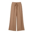 thumbnail image 7 of YuXingFu Womens Solid Tie Wide Leg Long Pants Khaki XL, 7 of 7