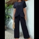 thumbnail image 4 of Conjunto de Dos Piezas de Verano para Mujer, Corta, Cuello Redondo, Pierna , Pantalón . Marina M, 4 of 7