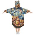 thumbnail image 2 of FORMRS Wearable Blanket Hoodie with Sleeves for Kids Cozy Flannel Sweatshirt, Starry Pizza, 2 of 7