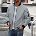 thumbnail image 3 of Yokua Fleece Bomber Coat Men Waffle Zip Up Varsity Coat Windbreaker Coat Barn Coat Outwear with Pockets, 3 of 10